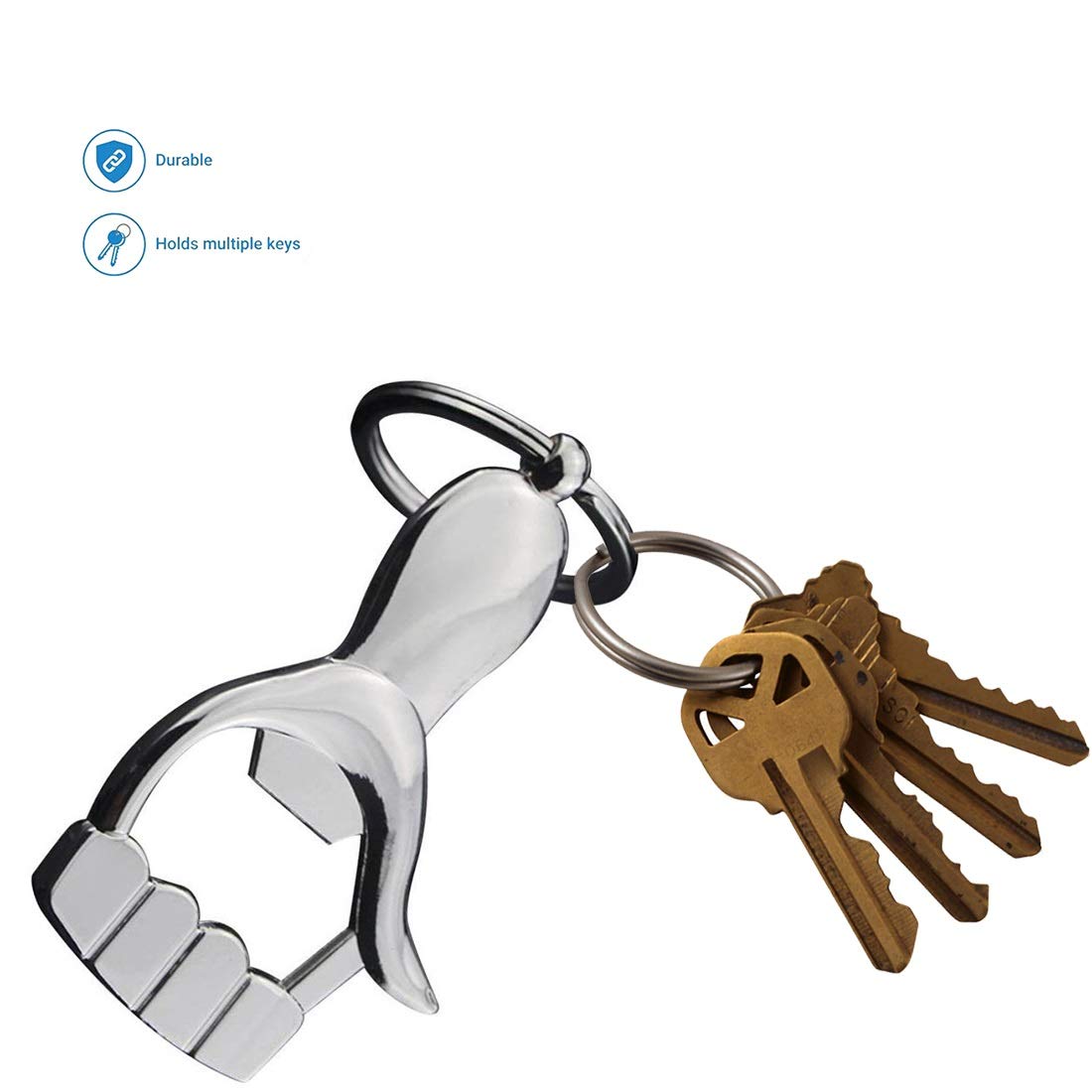 Stealodeal New Multifunctional Metal Key Chain Thumbs Up Hand Bottle Opener Key Ring Silver